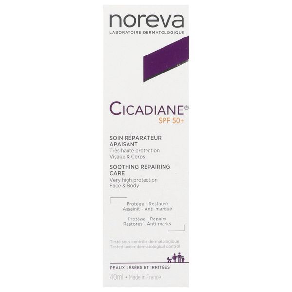 CICADIANE PEAUX LESEES ET IRRITEES SOIN SPF 50+ Soin réparateur apaisant, SPF 50+, tube 40 ml