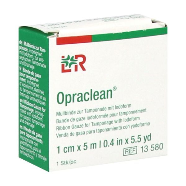 OPRACLEAN Bande de gaze pour mèche iodoformée, non stérile, 5 m x 1 cm (ref. 13580), unité