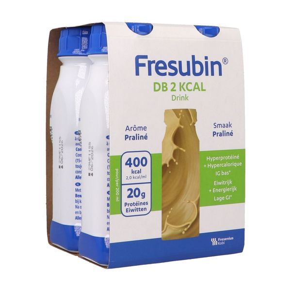 FRESUBIN DB 2 KCAL DRINK Denrée alimentaire destinée à des fins médicales spéciales, arôme praliné, 200 ml x 4