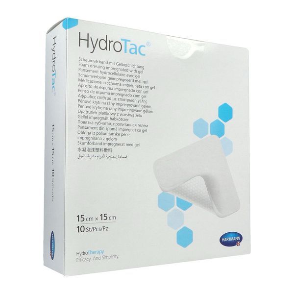 HYDROTAC Pansement hydrocellulaire, hydroapaisant, non adhésif, 15 cm x 15 cm (ref. 685840), bt 10