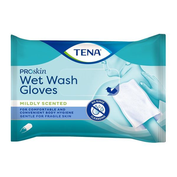 TENA WET WASH GLOVE GANT DE TOILETTE A USAGE UNIQUE SACHET DE 8
