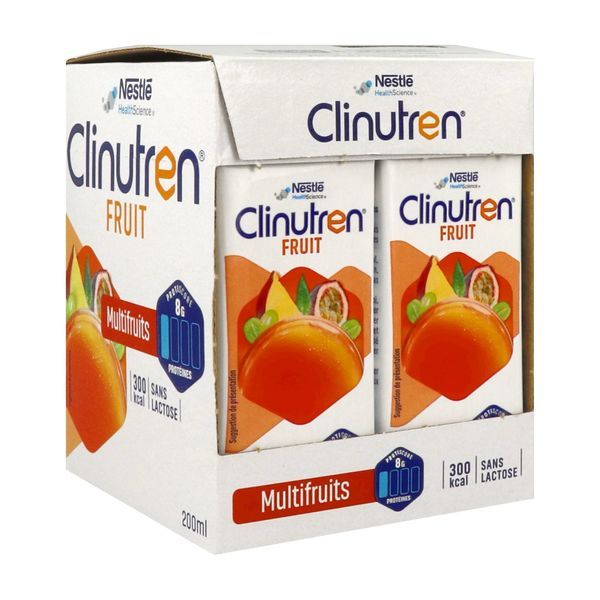CLINUTREN FRUIT FORMAT BRIQUE Denrée alimentaire destinée à des fins médicales spéciales, multifruits, 200 ml x 4
