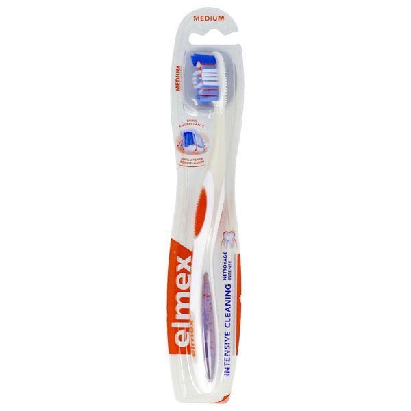 ELMEX NETTOYAGE INTENSE Brosse à dents médium, avec gratte langue, unité