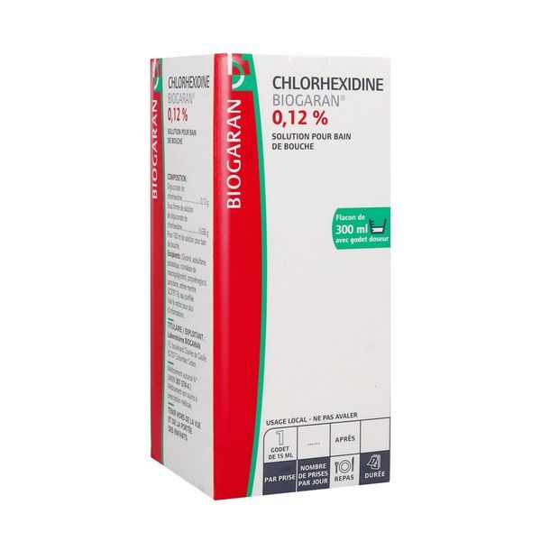 CHLORHEXIDINE BIOGARAN Solution pour bain de bouche 0,12 %, flacon 300 ml