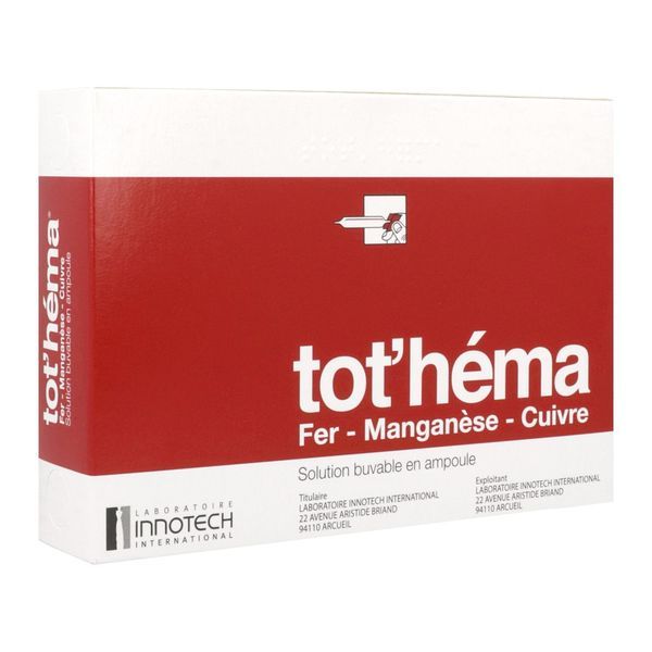 TOT HEMA SOLUTION BUVABLE EN AMPOULE B/20