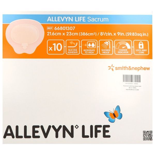 ALLEVYN LIFE SACRUM Pansement hydrocellulaire composite, stérile, spécial région lombosacrée, 21,6 cm x 23 cm (ref. 66801307), bt 10