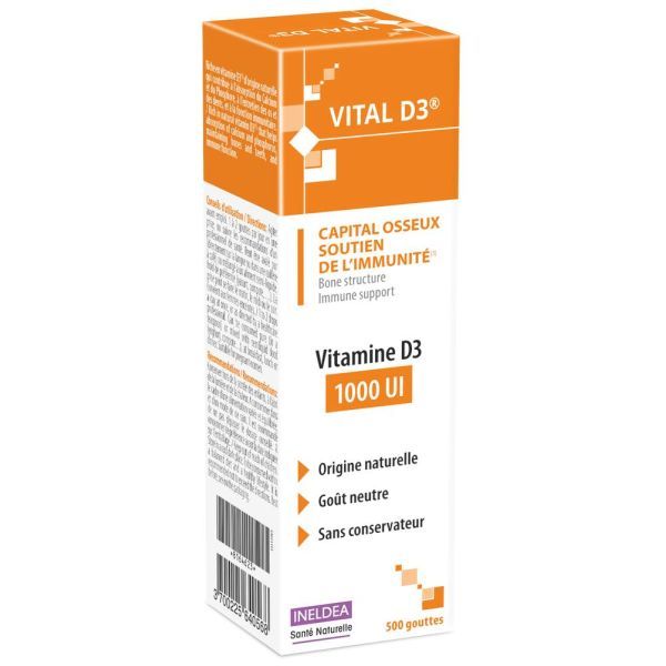 Ineldea Vital-D3 1000 UI - Flacon compte-gouttes 20ml