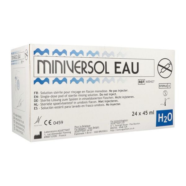 Aguettant Miniversol Eau Purifiee Liquide Flacon 45 Ml Bt 24