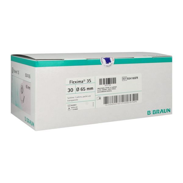 FLEXIMA 3S URO Poche vidangeable, système 2 pièces avec anneau flottant, transparente, diamètre 65 mm (ref. 934165FR), bt 30