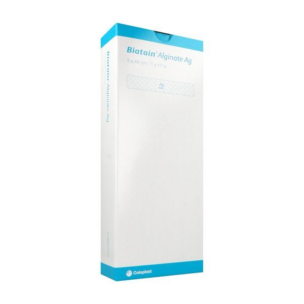 BIATAIN ALGINATE AG Pansement d'alginate, carboxyméthylcellulose et complexe argentique, mèche, bt 10