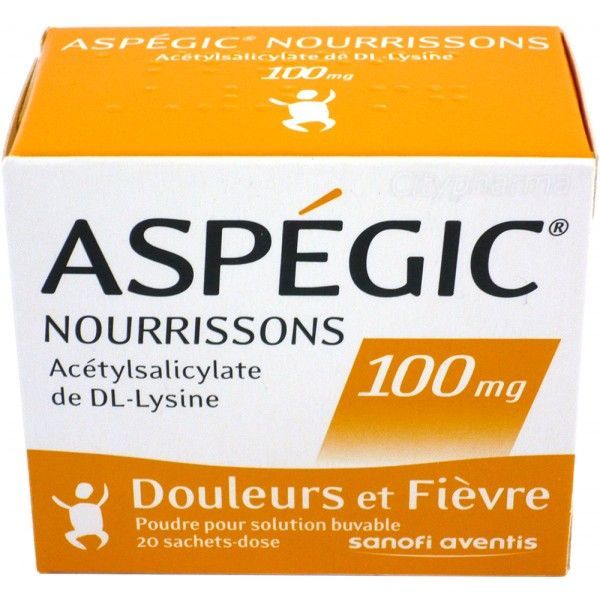 Aspegic Nourrisson 100 Mg (Acetylsalicylate De Dl-Lysine) Poudre Pour Solution Buvable En Sachet-Dose B/20