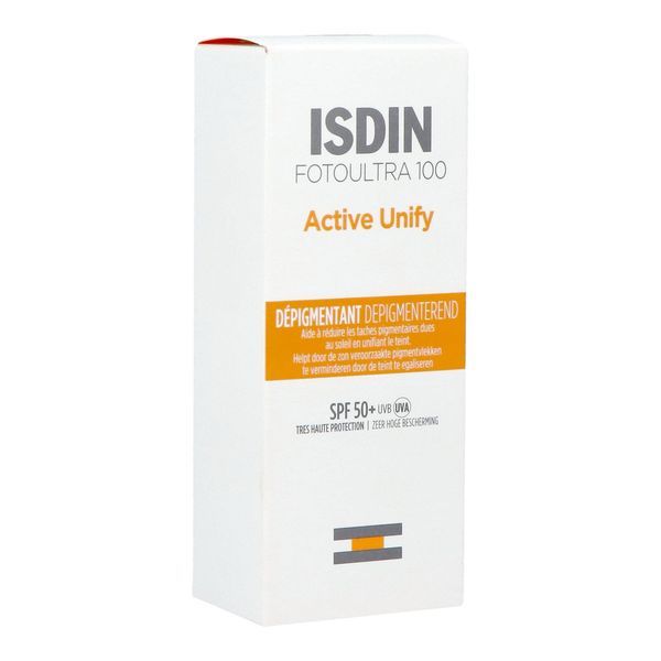 ISDIN UV CARE FOTO ULTRA ACTIVE UNIFY FUSION FLUID SPF 50+ Fluide solaire très haute protection, SPF 50+, fl 50 ml