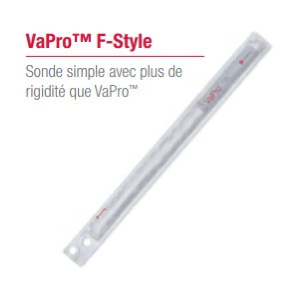 VAPRO F - STYLE Sonde vésicale hydrophile autolubrifiée, droite, type Nélaton, pour homme, CH 12, code couleur blanc (ref. 7600124), bt 30