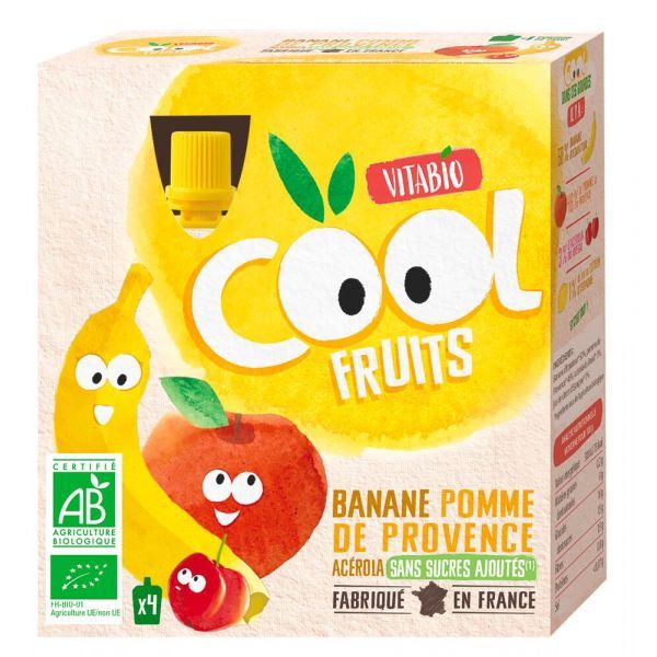 Vitabio Gourde Cool Fruits Pomme Banane BIO - 4 x 90 g