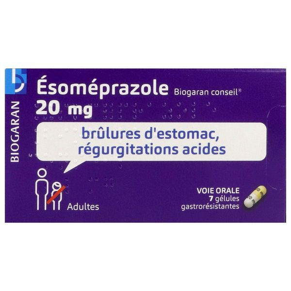 ESOMEPRAZOLE BIOGARAN CONSEIL Gélule gastrorésistante 20 mg, boîte 7