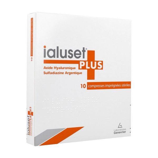 IALUSET PLUS COMPRESSE Compresse à base d'acide hyaluronique et de sulfadiazine argentique, stérile, bt 10