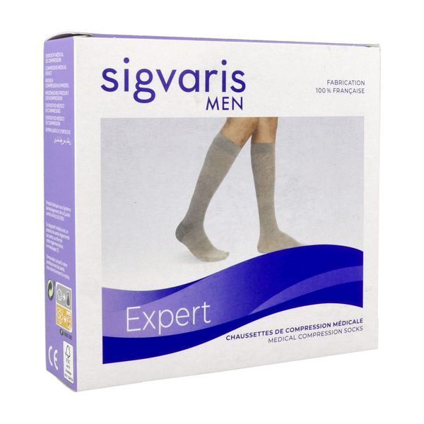 SIGVARIS 3 EXPERT HOMME Chaussette médicale de contention classe 3, pour homme, noir, long, small (ref. 309525), paire