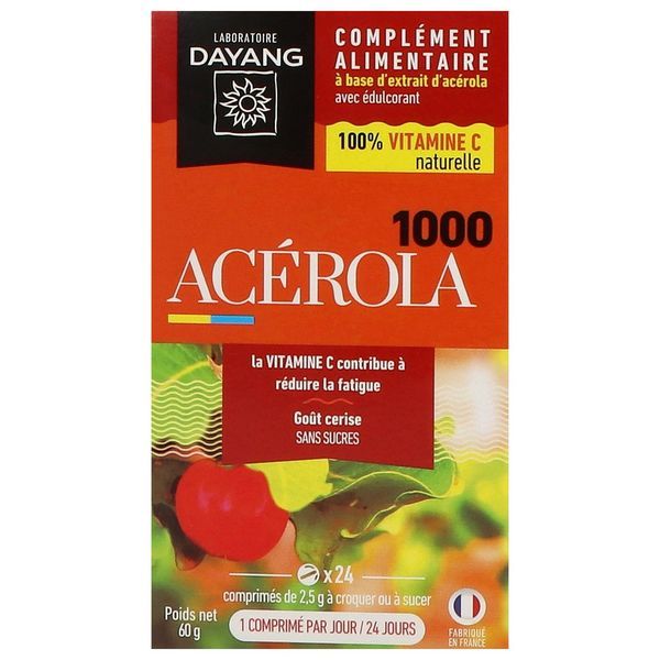 DAYANG COMPRIME ACEROLA 1000 Comprimé à croquer, complément alimentaire à base d'acérola, bt 24