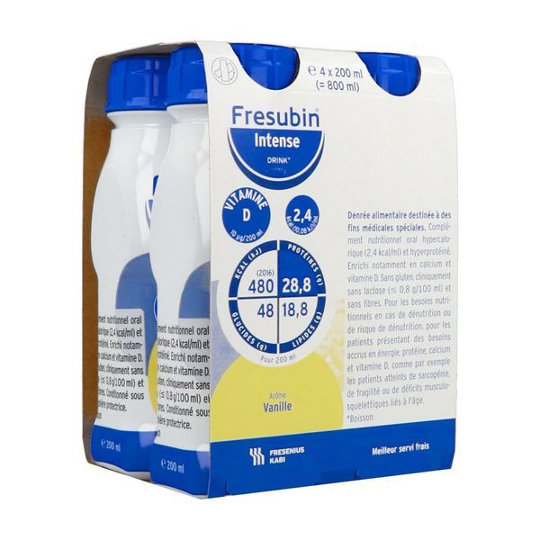 FRESUBIN INTENSE DRINK Denrée alimentaire destinée à des fins médicales spéciales, vanille, 200 ml x 4