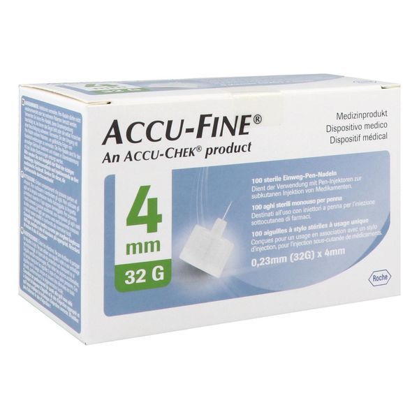 ACCU-FINE Aiguille pour stylo injecteur, G32, 4 mm, bt 100
