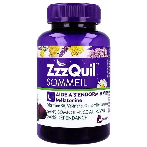 ZZZQUIL SOMMEIL AROME FRUIT DES BOIS Gomme à mâcher, complément alimentaire pour l'endormissement plus rapide, bt 60