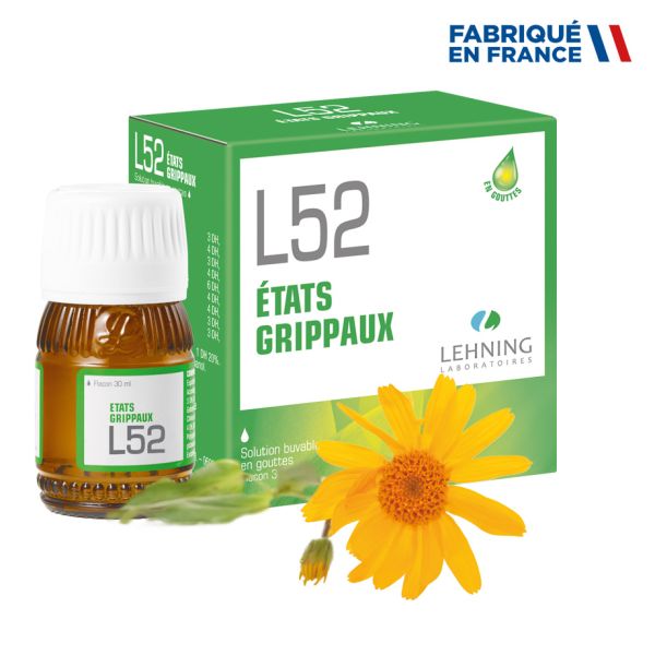 L52 Solution Buvable En Gouttes 1 Flacon En Verre Jaune De 30 Ml Muni D'Un Compte-Gouttes