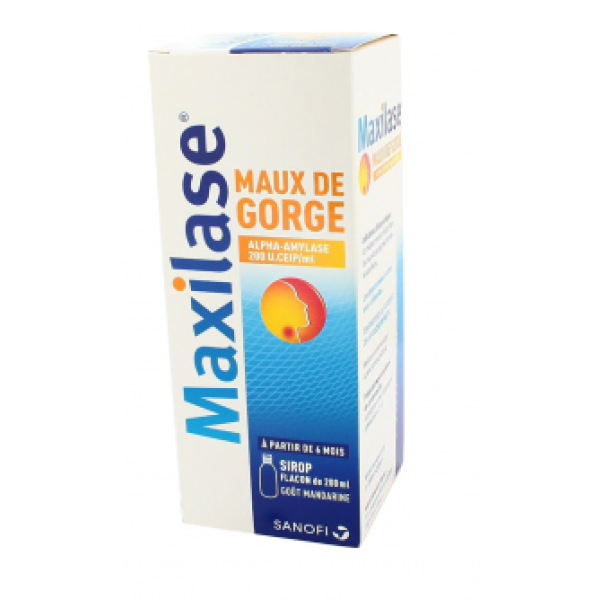 Maxilase Maux De Gorge Alpha-Amylase 200 U.Ceip/Ml Sirop 1 Flacon(S) En Verre Jaune(Brun) De 200 Ml