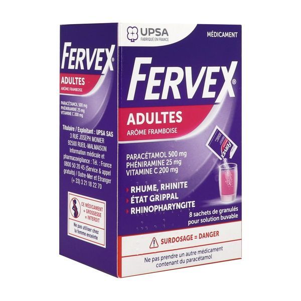 Fervex Adultes Framboise Granules Pour Solution Buvable En Sachet B/8