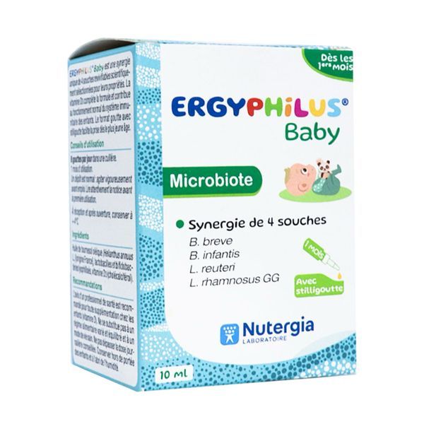 ERGYPHILUS BABY Goutte buvable, complément alimentaire avec 4 souches probiotiques et vitamine D, fl 10 ml
