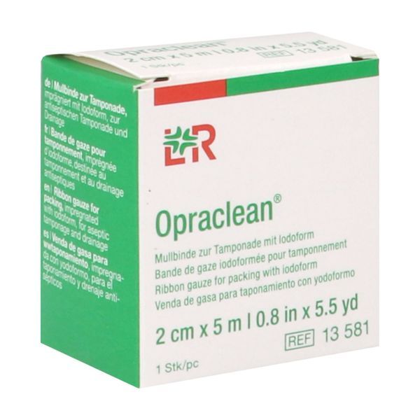 OPRACLEAN Bande de gaze pour mèche iodoformée, non stérile, 5 m x 2 cm (ref. 13581), unité