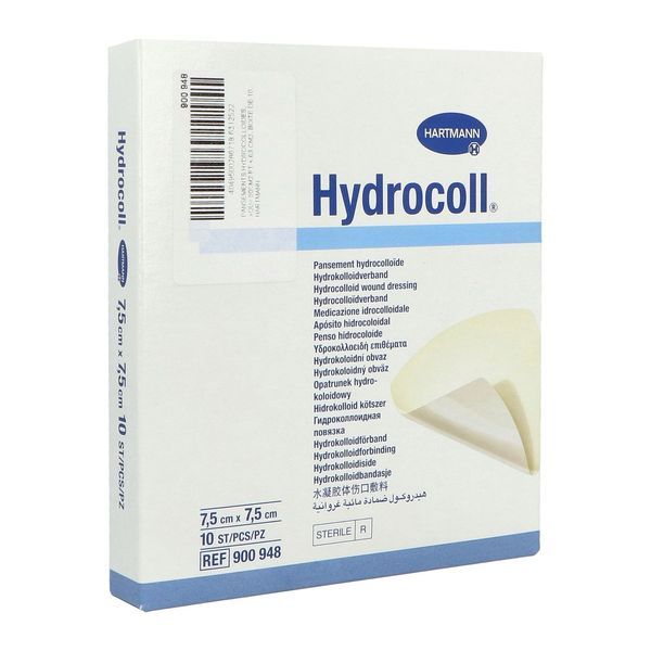 HYDROCOLL NOUVELLE GENERATION Pansement hydrocolloïde absorbant, stérile, autoadhésif, 7,5 cm x 7,5 cm (ref. 9009481), bt 10