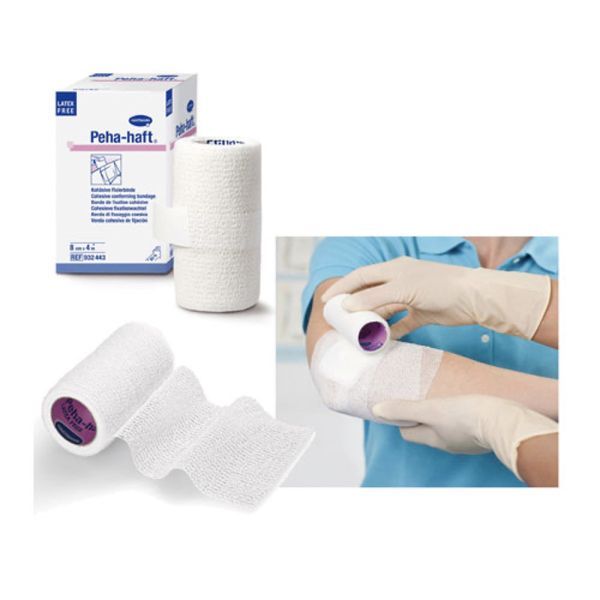 PEHA - HAFT LATEX FREE Bande de fixation élastique et cohésive, 20 m à l'étirage x 8 cm (ref. 3000450), unité