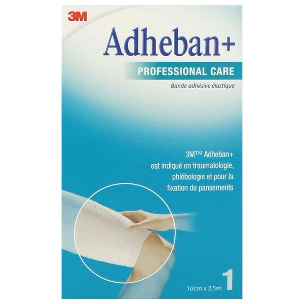 ADHEBAN PLUS Bande de contention adhésive, élastique, hypoallergénique, sans latex, 10 cm x 2,5 m (ref. 2987D), unité