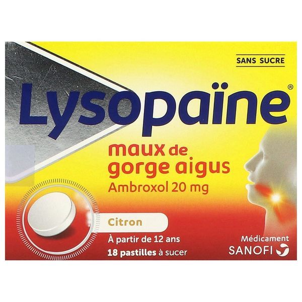 Lysopaine Maux De Gorge Ambroxol Citron 20 Mg Sans Sucre Pastille Edulcoree Au Sorbitol Et Au Sucralose B/18