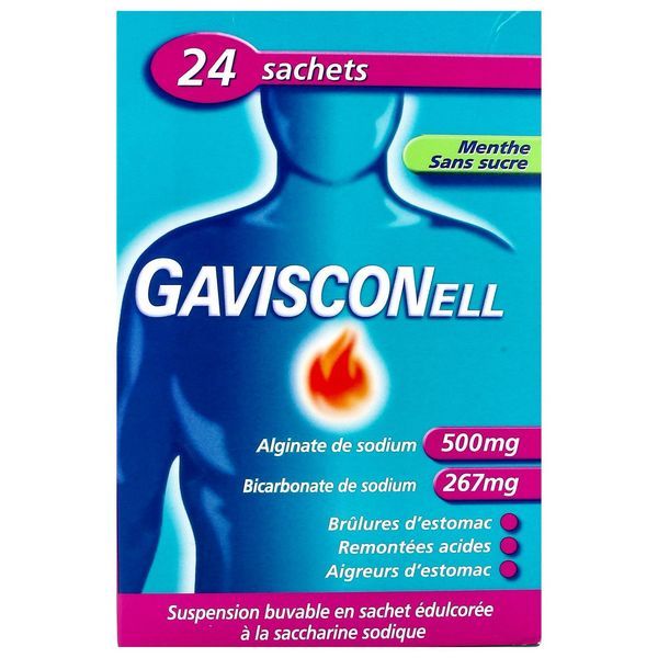 Gavisconell Menthe Sans Sucre Suspension Buvable En Sachet-Dose Edulcoree A La Saccharine Sodique B/24