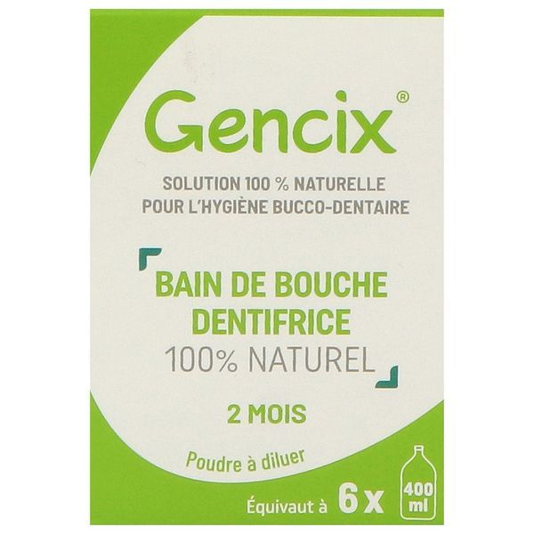 GENCIX BAIN DE BOUCHE DENTIFRICE Poudre dentifrice et bain de bouche, 2 mois d'utilisation, fl 6 g
