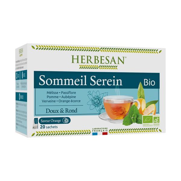 HERBESAN INFUSION BIO SOMMEIL SEREIN N° 4 Mélange de plantes pour tisane, infusette, bt 20