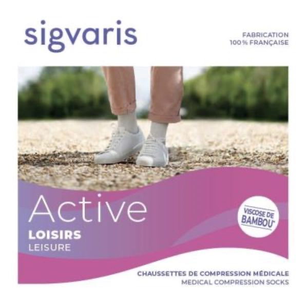 SIGVARIS 2 ACTIVE LOISIRS FEMME Chaussette médicale de compression classe 2, respirante, femme, rose pêche, long, XXLarge (ref. 309218), paire