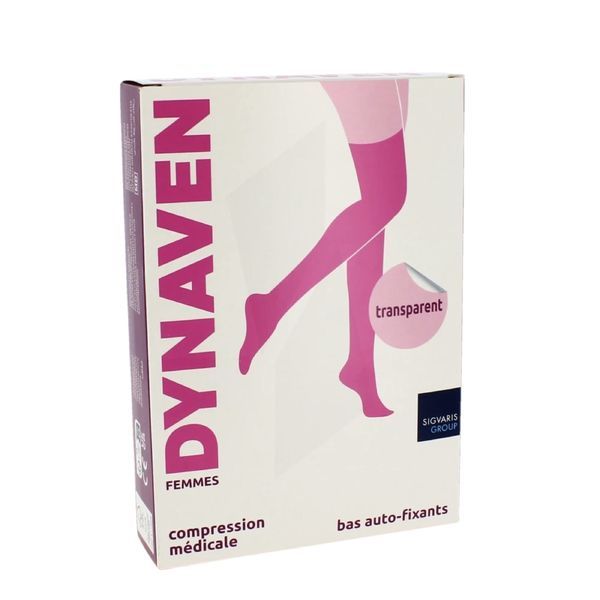 Dynaven Transparent Bas Auto-Fixants Classe 2 Femme Beige Fonce Small Long 2