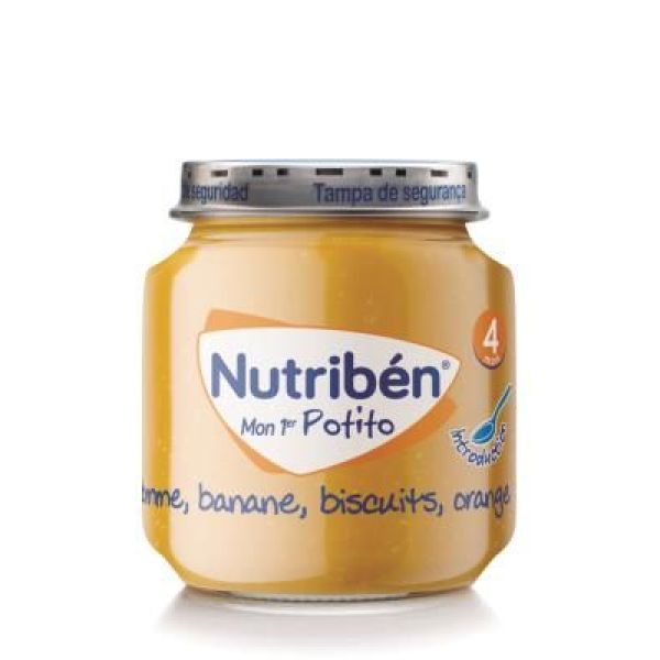 Nutriben Mon Premiere Potito Pomme Banane Biscuit Orange Puree Pot 120 G 1