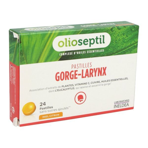 OLIOSEPTIL PASTILLES GORGE - LARYNX Pastille à sucer, complément alimentaire adoucissant pour la gorge, bt 24