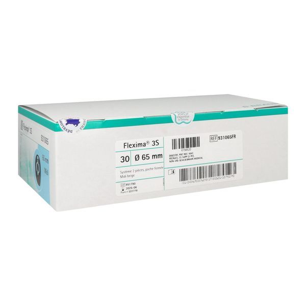 FLEXIMA 3S MIDI FERMEE Poche fermée, système 2 pièces avec anneau flottant, opaque, diamètre 65 mm (ref. 931065FR), bt 30