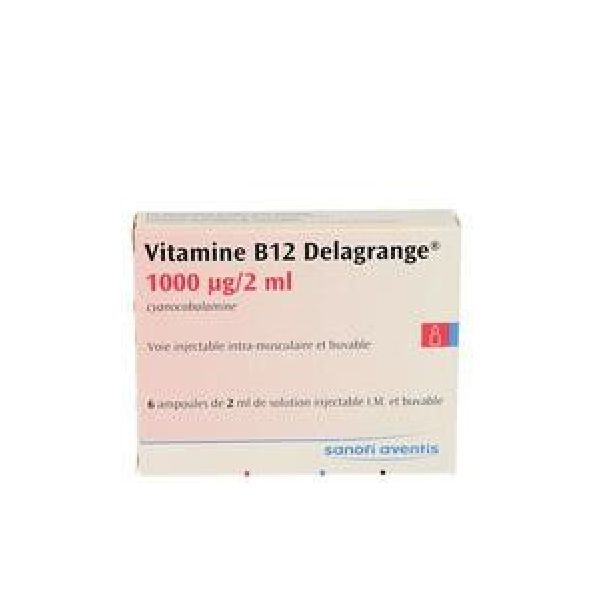 Vitamine B12 Delagrange 1000G/2 Ml (Cyanocobalamine) Solution Injectable (Im) Et Buvable 2 Ml En Ampoule B/6