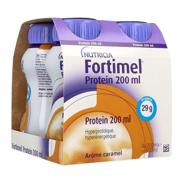 FORTIMEL PROTEIN 2.4 KCAL Denrée alimentaire destinée à des fins médicales spéciales, saveur caramel, 200 ml x 4