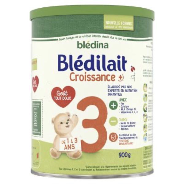 BLEDILAIT 3 CROISSANCE + Lait de croissance pour nourrisson, bt 900 g