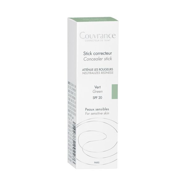 COUVRANCE CORRECTEUR DE TEINT STICK Stick correcteur antirougeur, SPF 20, teinte verte, stick 4 g
