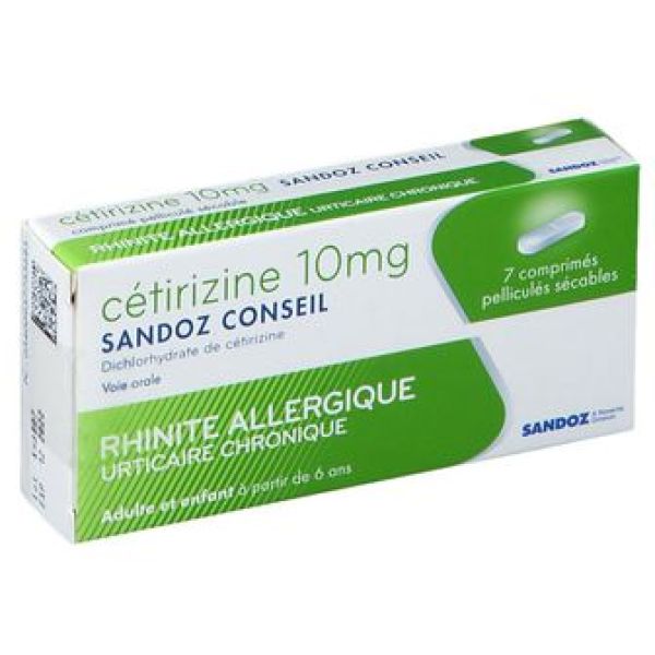 Cetirizine Sandoz Conseil 10 Mg Comprime Pellicule Secable B/7