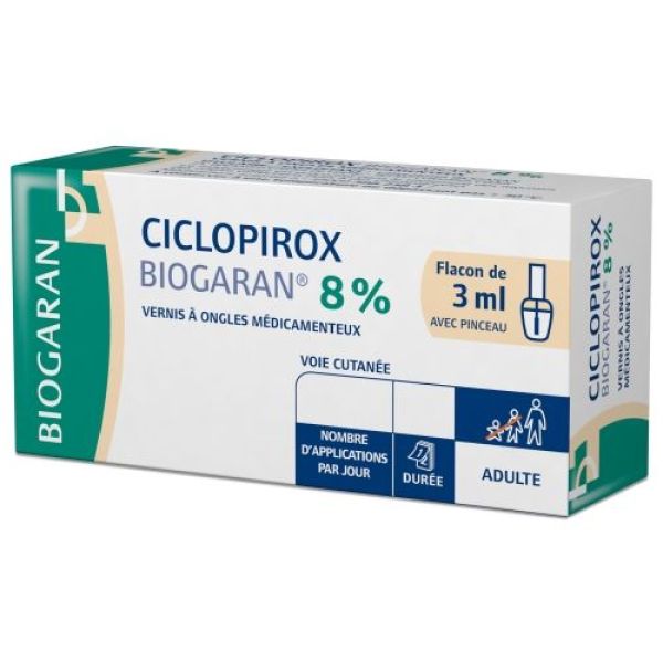 Ciclopirox Biogaran 8% Vernis A Ongles Medicamenteux 3 Ml En Flacon