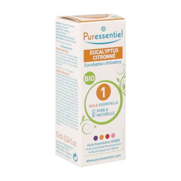 PURESSENTIEL HUILE ESSENTIELLE BIO COMPLEMENT ALIMENTAIRE Complément alimentaire, huile essentielle d'eucalyptus citronné HEBBD, fl 10 ml