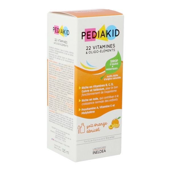 Pediakid Sirop pediakid : 22 Vitamines & Oligo-éléments / abricot orange - 125 ml